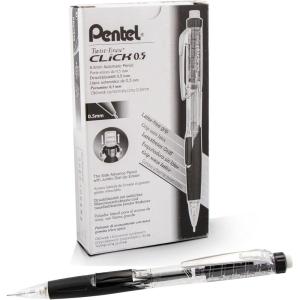 image:imagePentel Twist Erase CLICK Mechanical Pencil Pack of 12 05mm Clear Barrel Black Grip Box of 12 PD275TA