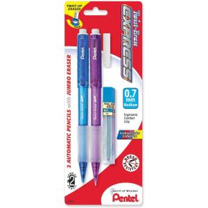 image:imagePentel TwistErase EXPRESS Automatic Pencil with Lead and Eraser 07mm Assorted Barrels 2 Pack QE417FLEBP2
