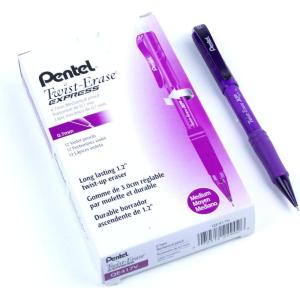 image:imagePentel TwistErase Express Mechanical Pencil 07 mm Black Barrel  Pack Of 12Violet