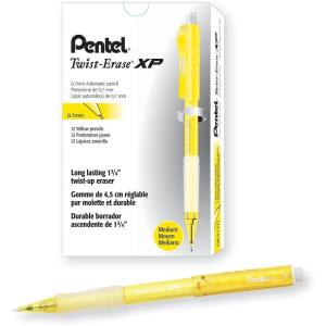 image:imagePentel TwistErase Express Mechanical Pencil 07 mm Black Barrel  Pack Of 12Yellow