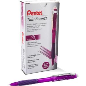 image:imagePentel TwistErase GT 07mm Mechanical Pencil Transparent Black Box of 12 QE207APurple