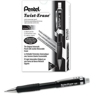 image:imagePentel TwistErase III Mechanical Pencil 05mm Black Barrel 12 Pack QE515A
