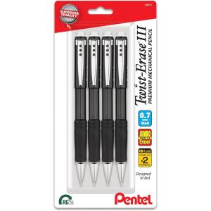 image:imagePentel TwistErase III Mechanical Pencil 07mm Medium Line Black Barrel Pack of 4 QE517BP4A