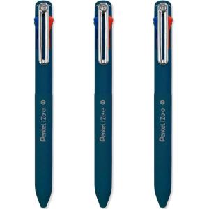 image:imagePentel iZee 4 Colour Ballpoint Pen  Deep Blue Barrel  Multi Ink  Black Blue Red amp Green Ink  Pack of 3