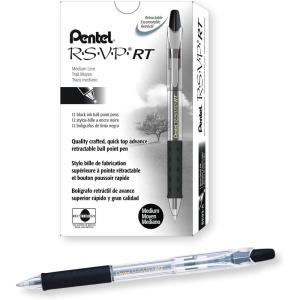 image:imageRSVP Pentel RT Retractable Ballpoint Pen 10mm Tip Black Ink Box of 12 BK93A
