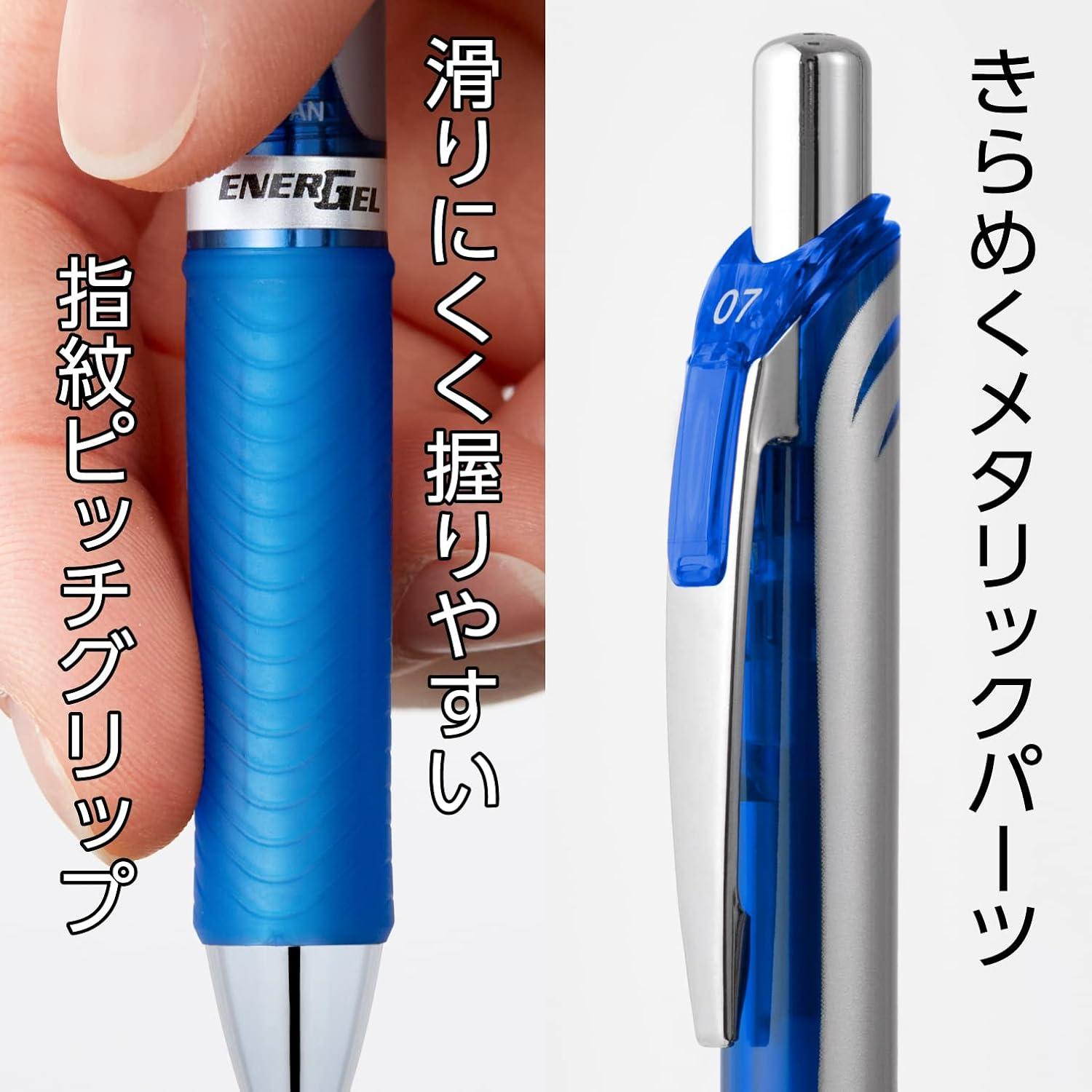 image:imagePentel BL80C 10 Blue Gel Ballpoint Pen EnerGel Ink 10 Pens003 inch 07 mm Blue Silver Shaft