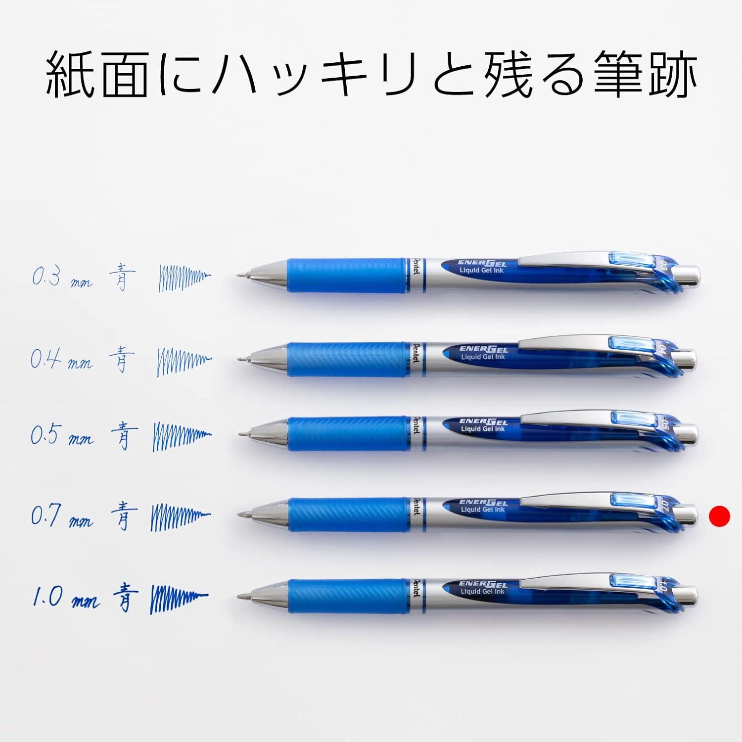 image:imagePentel BL80C 10 Blue Gel Ballpoint Pen EnerGel Ink 10 Pens003 inch 07 mm Blue Silver Shaft