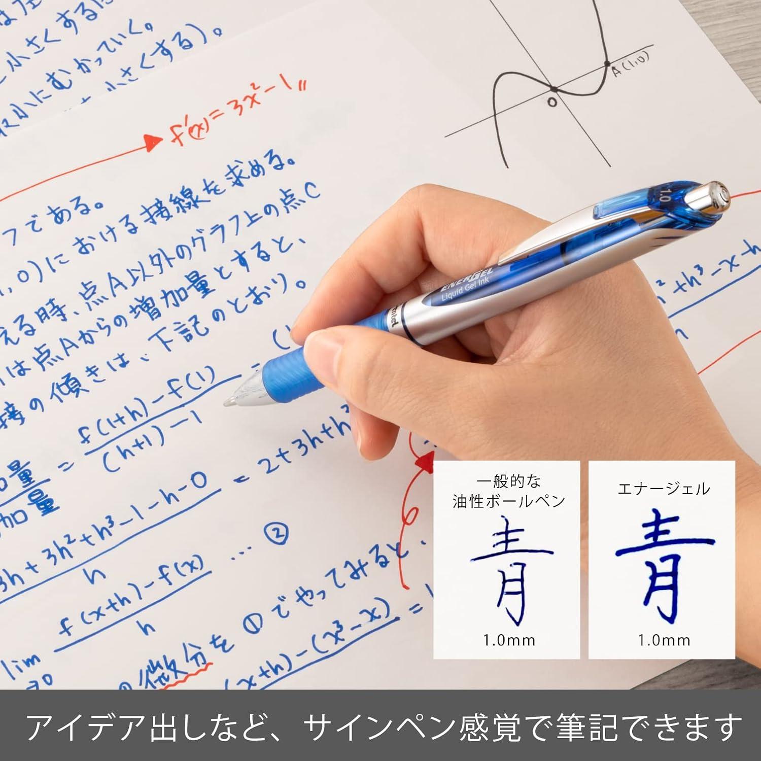 image:imagePentel BL80C 10 Blue Gel Ballpoint Pen EnerGel Ink 10 Pens10 mm Blue Silver Shaft