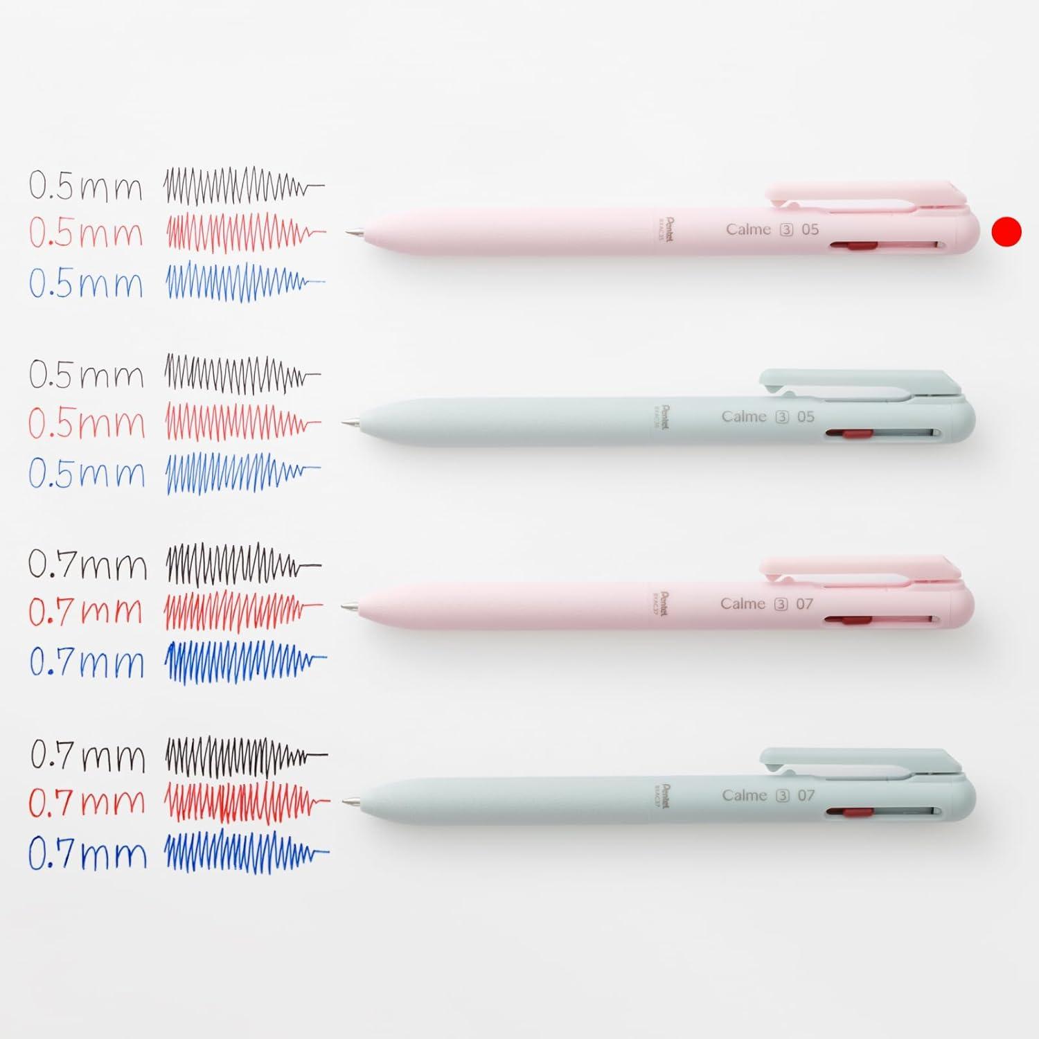 image:imagePentel BXAC37S TriColor Ballpoint Pen Calme 003 inches 07 mm Turquoise BluePink Shaft