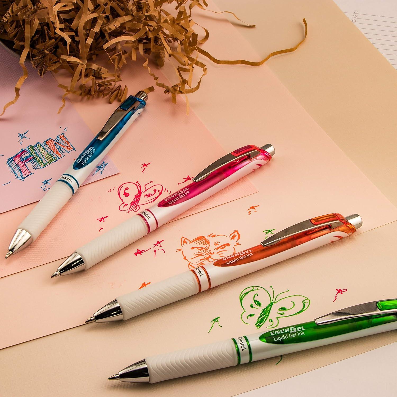 image:imagePentel EnerGel Pearl RTX Retractable Gel Pen 07mm Needle Tip 2 Pack Violet Ink BLN77WBP2VBlue