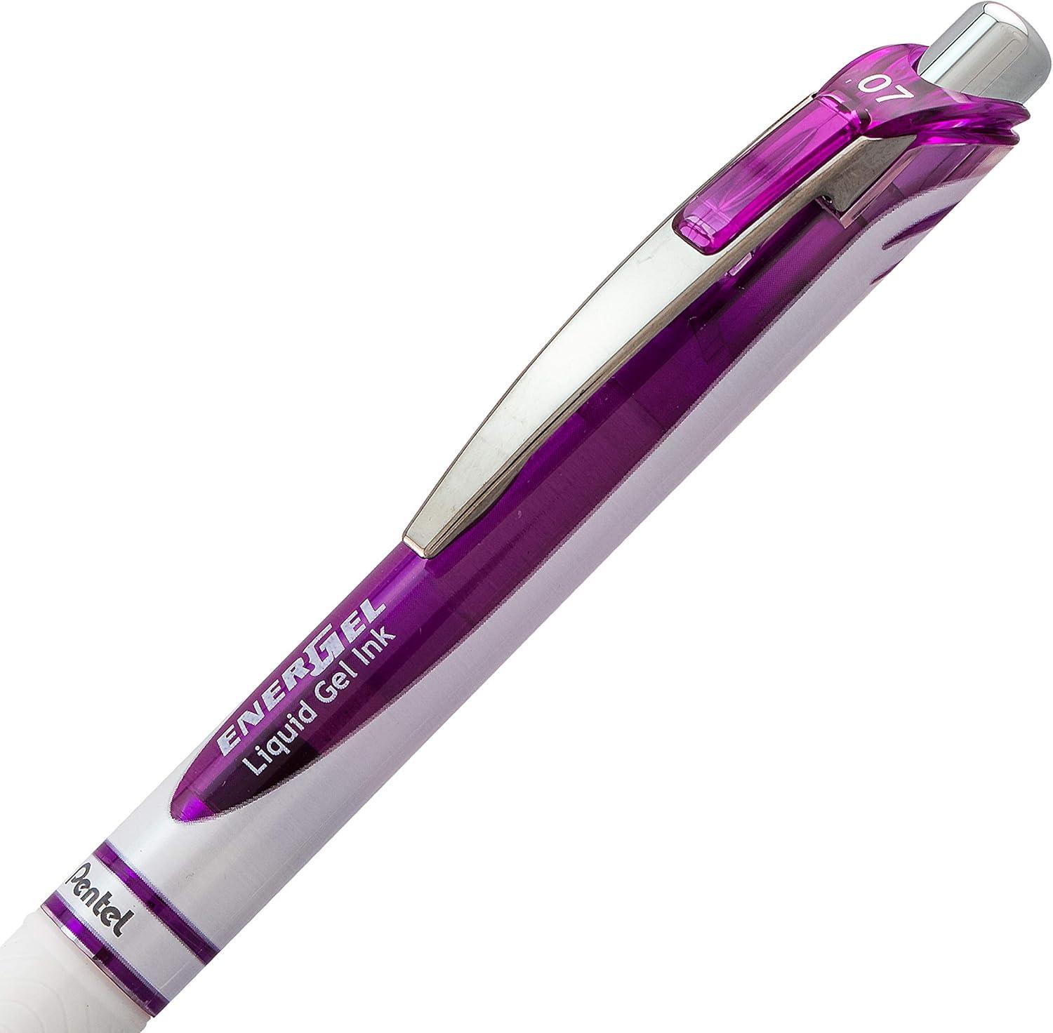 image:imagePentel EnerGel Pearl RTX Retractable Gel Pen 07mm Needle Tip 2 Pack Violet Ink BLN77WBP2VViolet