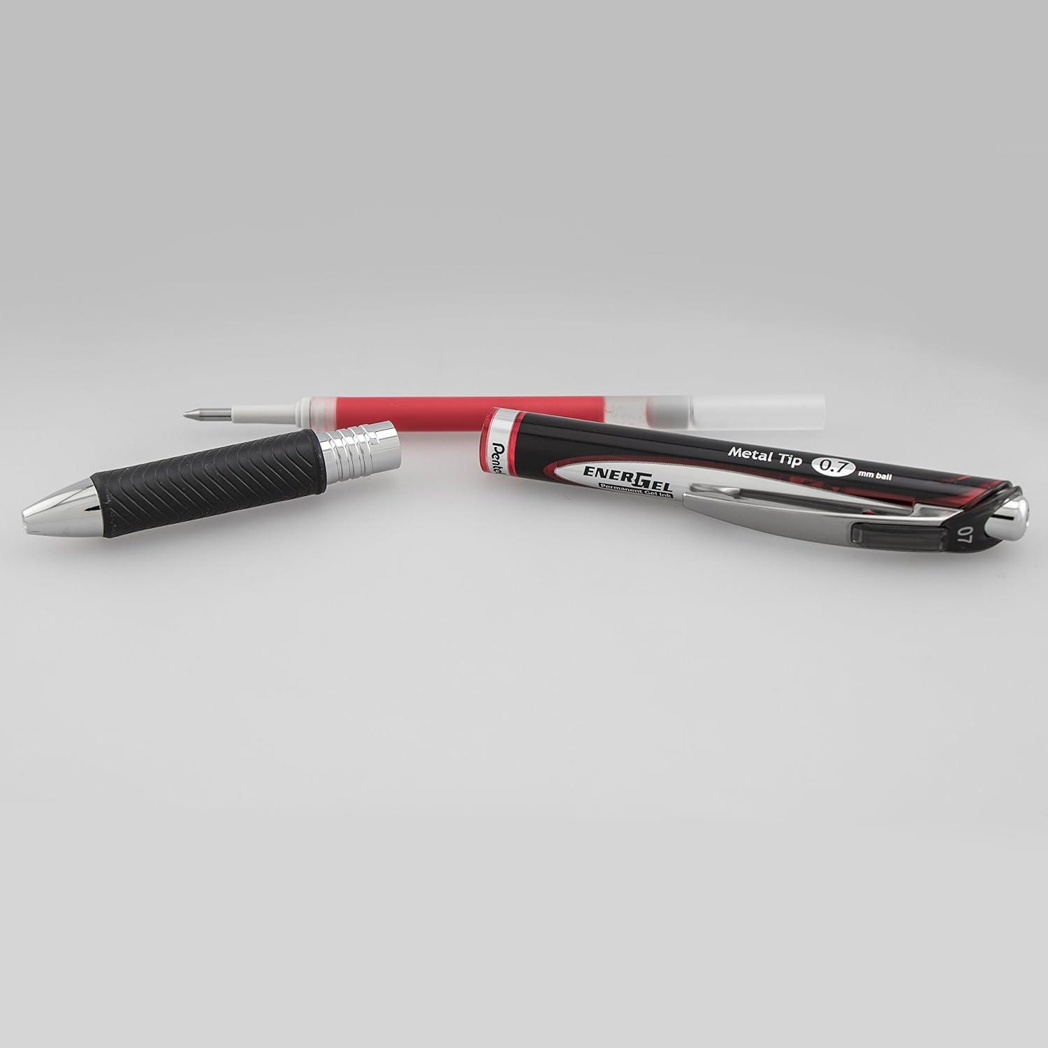 image:imagePentel EnerGel Permanent Gel Ink Rollerball Pen Black 3 Pack BLP77BP3ABlackRedBlue