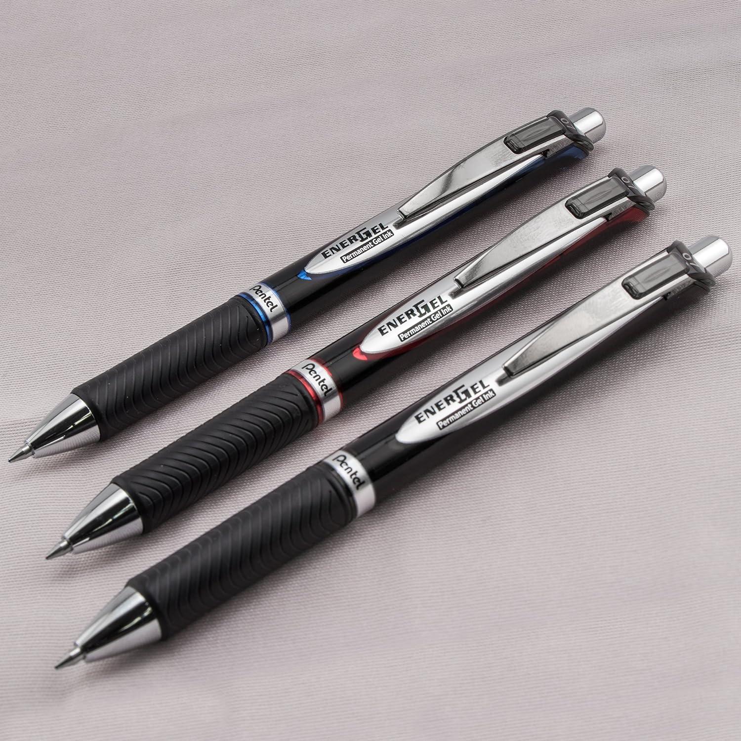 image:imagePentel EnerGel Permanent Gel Ink Rollerball Pen Black 3 Pack BLP77BP3ABlackRedBlue