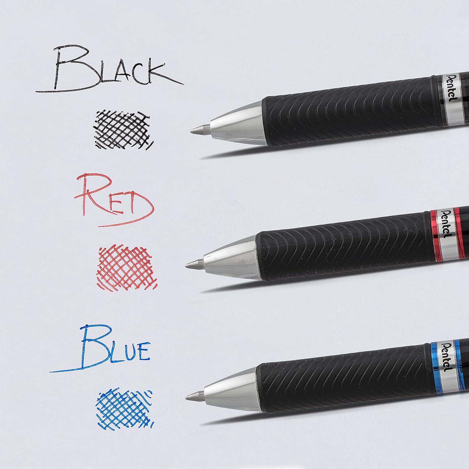 image:imagePentel EnerGel Permanent Gel Ink Rollerball Pen Black 3 Pack BLP77BP3ABlackRedBlue
