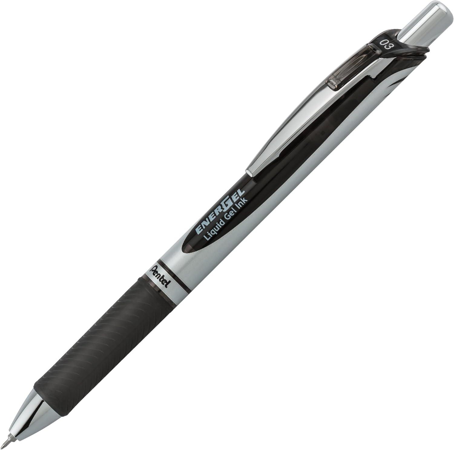 image:imagePentel EnerGel RTX Retractable Liquid Gel Pen 03mm Extra Fine Line Needle Tip Black Ink Pack of 3 BLN73BP3ABlack