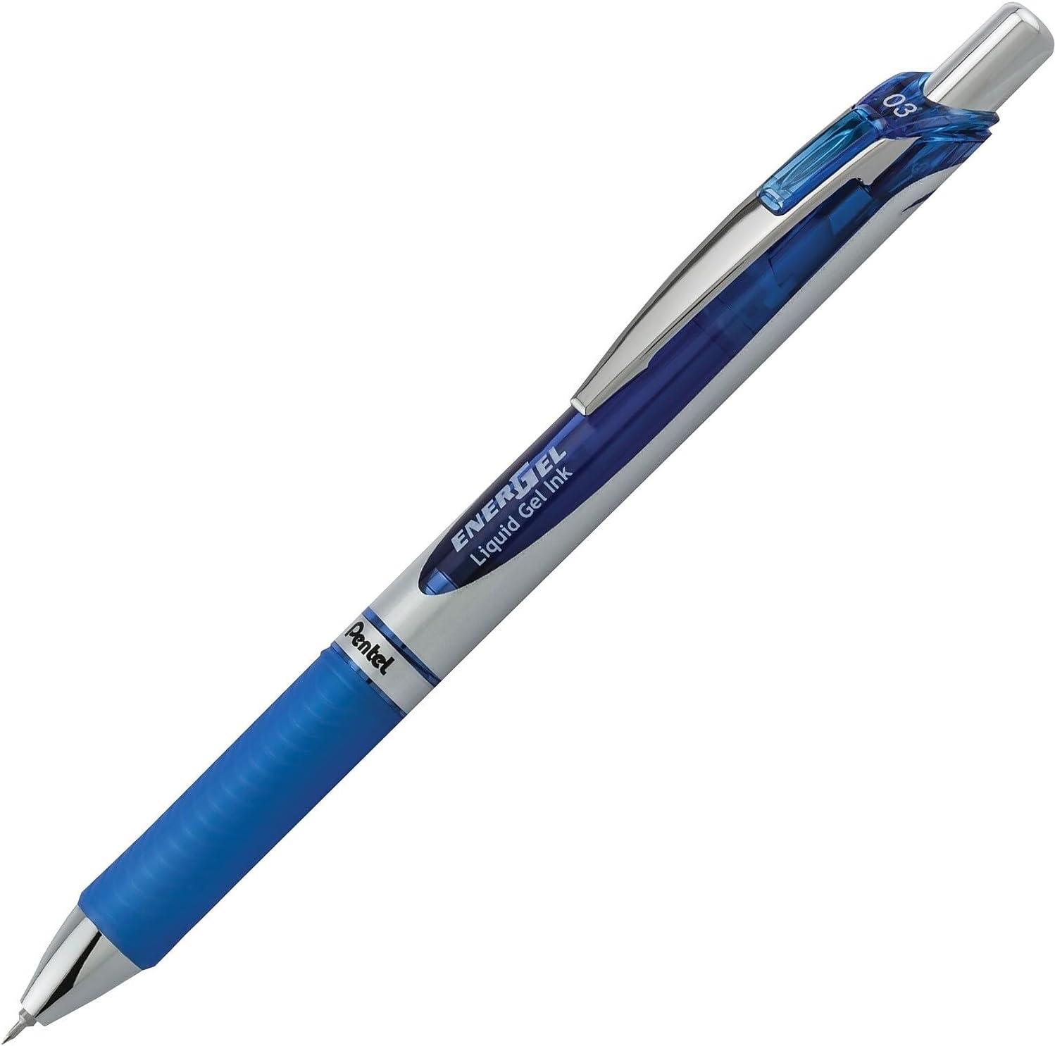image:imagePentel EnerGel RTX Retractable Liquid Gel Pen 03mm Extra Fine Line Needle Tip Black Ink Pack of 3 BLN73BP3ABlue