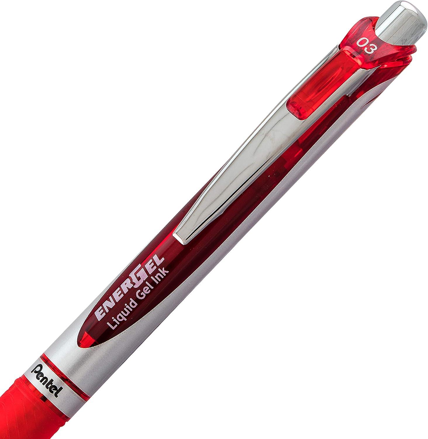 image:imagePentel EnerGel RTX Retractable Liquid Gel Pen 03mm Extra Fine Line Needle Tip Black Ink Pack of 3 BLN73BP3ARed