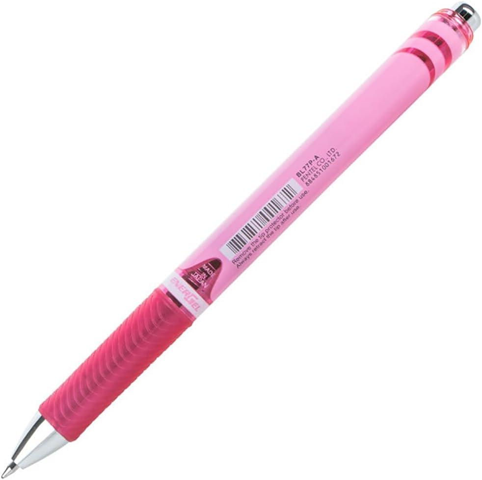 image:imagePentel EnerGel RTX Retractable Liquid Gel Pen 07mm Metal Tip Medium Line Pink Barrel Black Ink 3 Pack