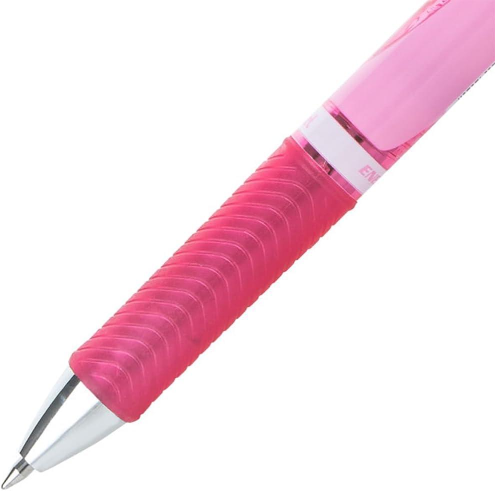 image:imagePentel EnerGel RTX Retractable Liquid Gel Pen 07mm Metal Tip Medium Line Pink Barrel Black Ink 3 Pack