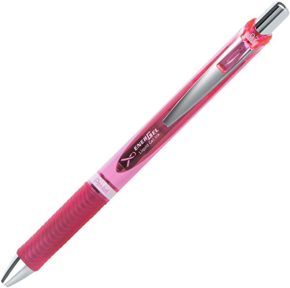 image:imagePentel EnerGel RTX Retractable Liquid Gel Pen 07mm Metal Tip Medium Line Pink Barrel Black Ink 3 Pack