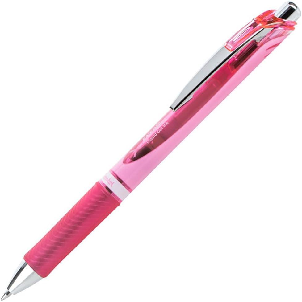 image:imagePentel EnerGel RTX Retractable Liquid Gel Pen 07mm Metal Tip Medium Line Pink Barrel Black Ink 3 Pack