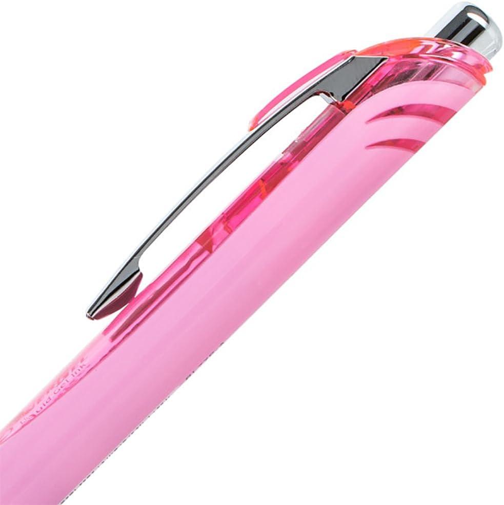 image:imagePentel EnerGel RTX Retractable Liquid Gel Pen 07mm Metal Tip Medium Line Pink Barrel Black Ink 3 Pack
