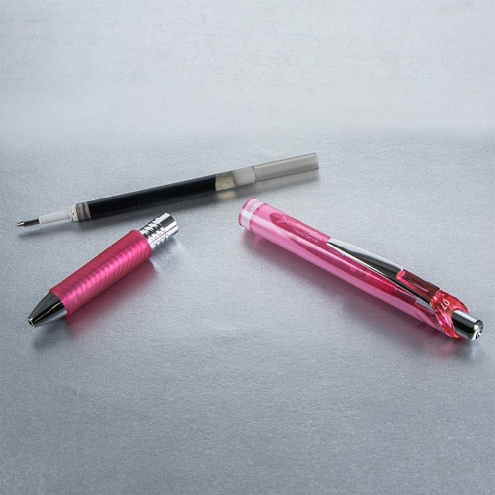 image:imagePentel EnerGel RTX Retractable Liquid Gel Pen 07mm Metal Tip Medium Line Pink Barrel Black Ink 3 Pack