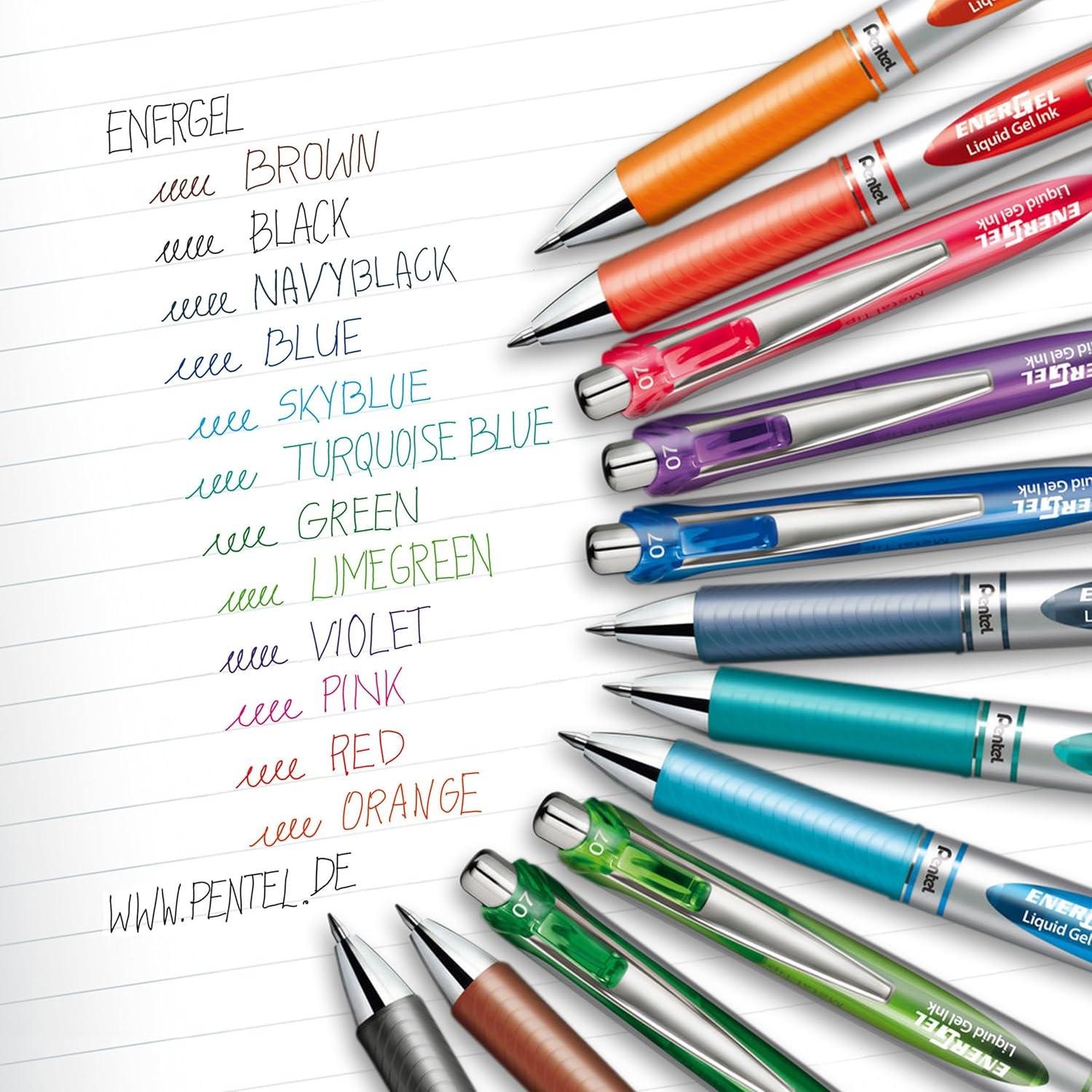 image:imagePentel Energel Knock Ballpoint Pen 07mm Triagle Tip Black Ink Siver Body with Black Accent BL77ABrown