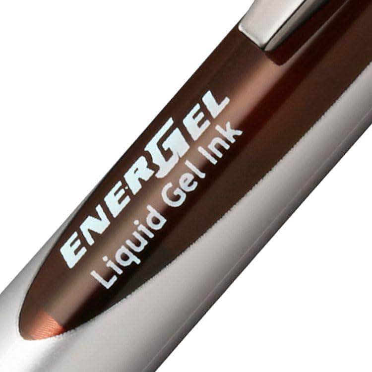 image:imagePentel Energel Knock Ballpoint Pen 07mm Triagle Tip Black Ink Siver Body with Black Accent BL77ABrown