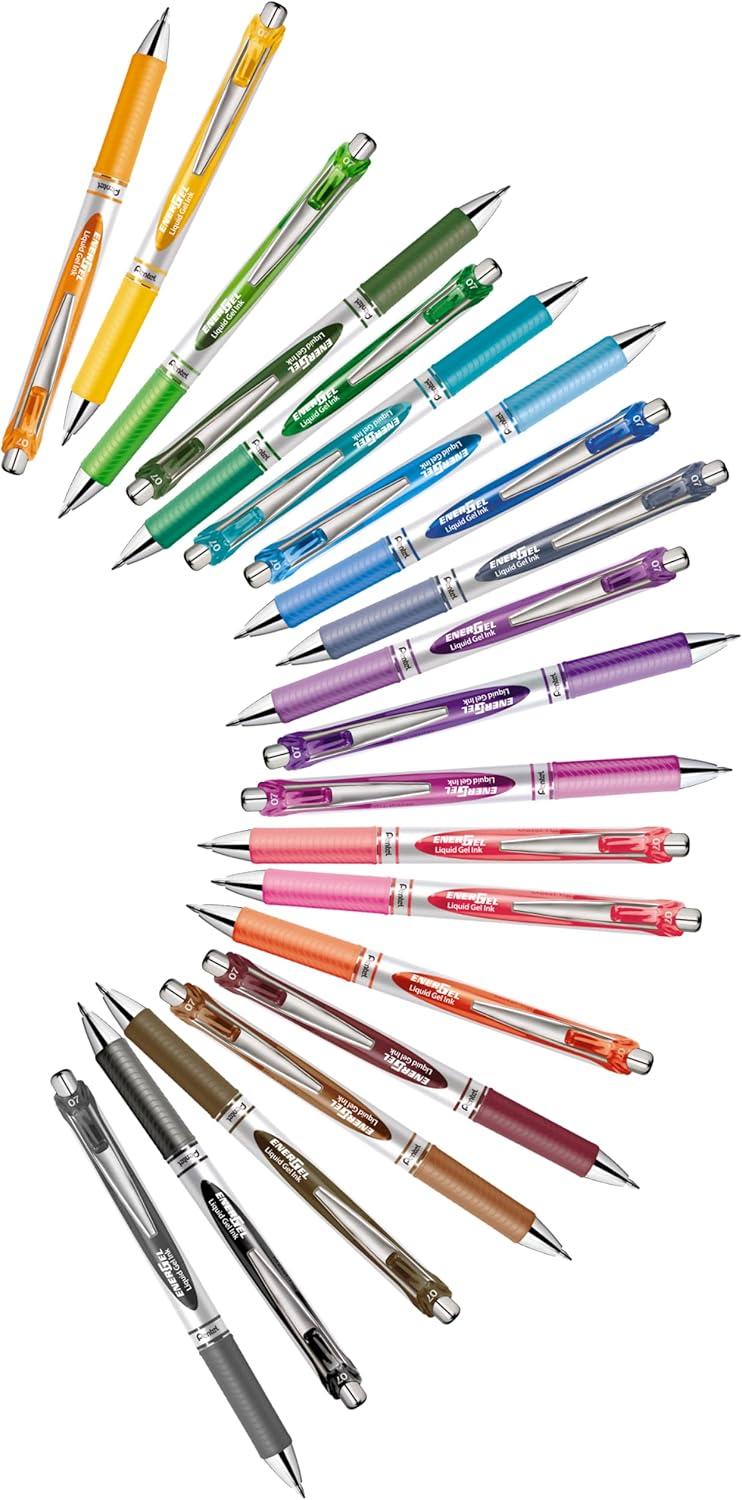 image:imagePentel Energel Knock Ballpoint Pen 07mm Triagle Tip Black Ink Siver Body with Black Accent BL77ASiver Body With Black Accent