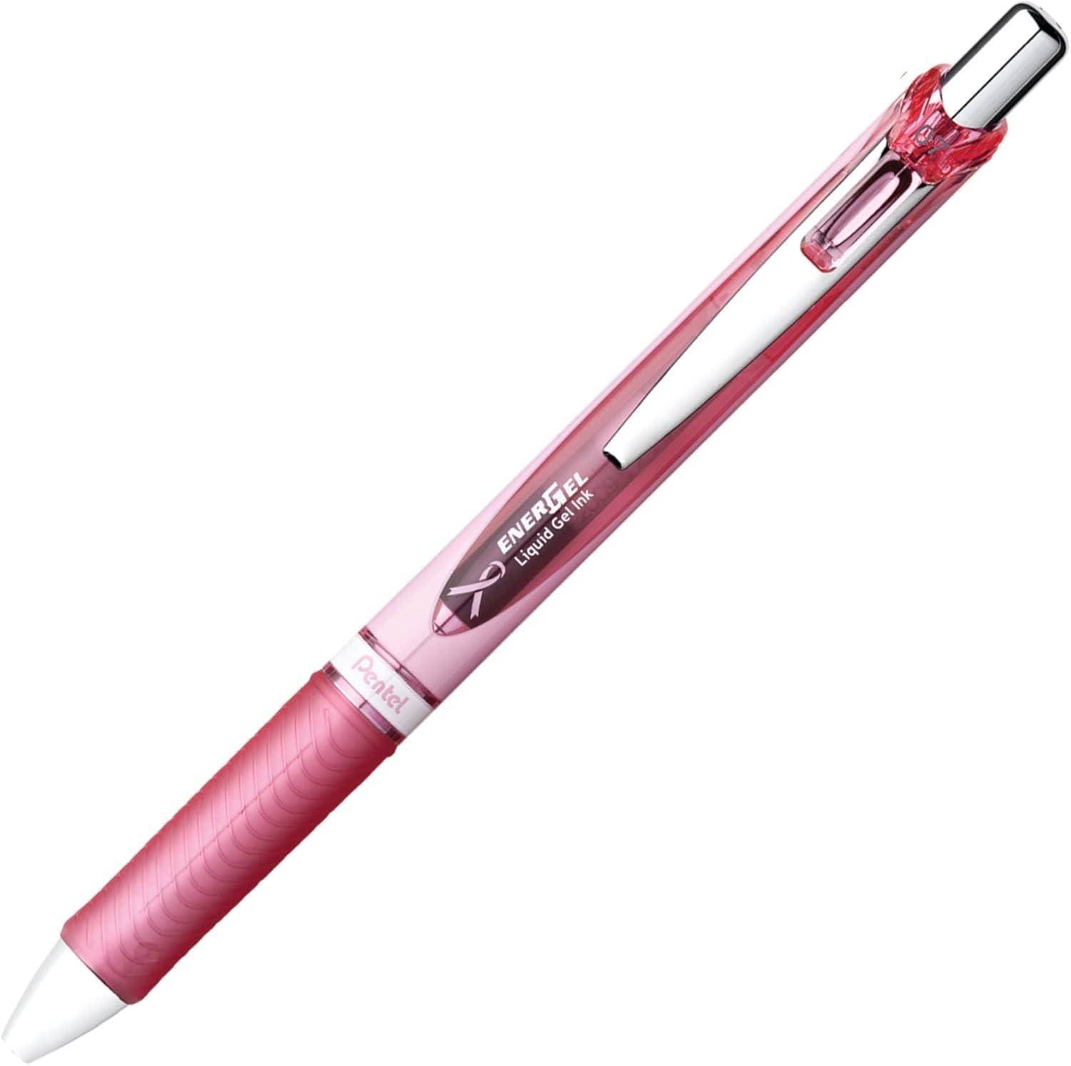 image:imagePentel Pink BCA EnerGel Retractable Liquid Gel Pen 07mm Medium Line Metal Tip Pink Barrel Black Ink Pack of 3 BL77PBP3ABC3 Count Pack of 1