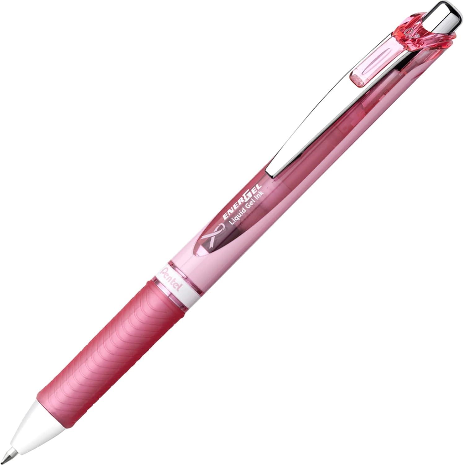 image:imagePentel Pink BCA EnerGel Retractable Liquid Gel Pen 07mm Medium Line Metal Tip Pink Barrel Black Ink Pack of 3 BL77PBP3ABC3 Count Pack of 1