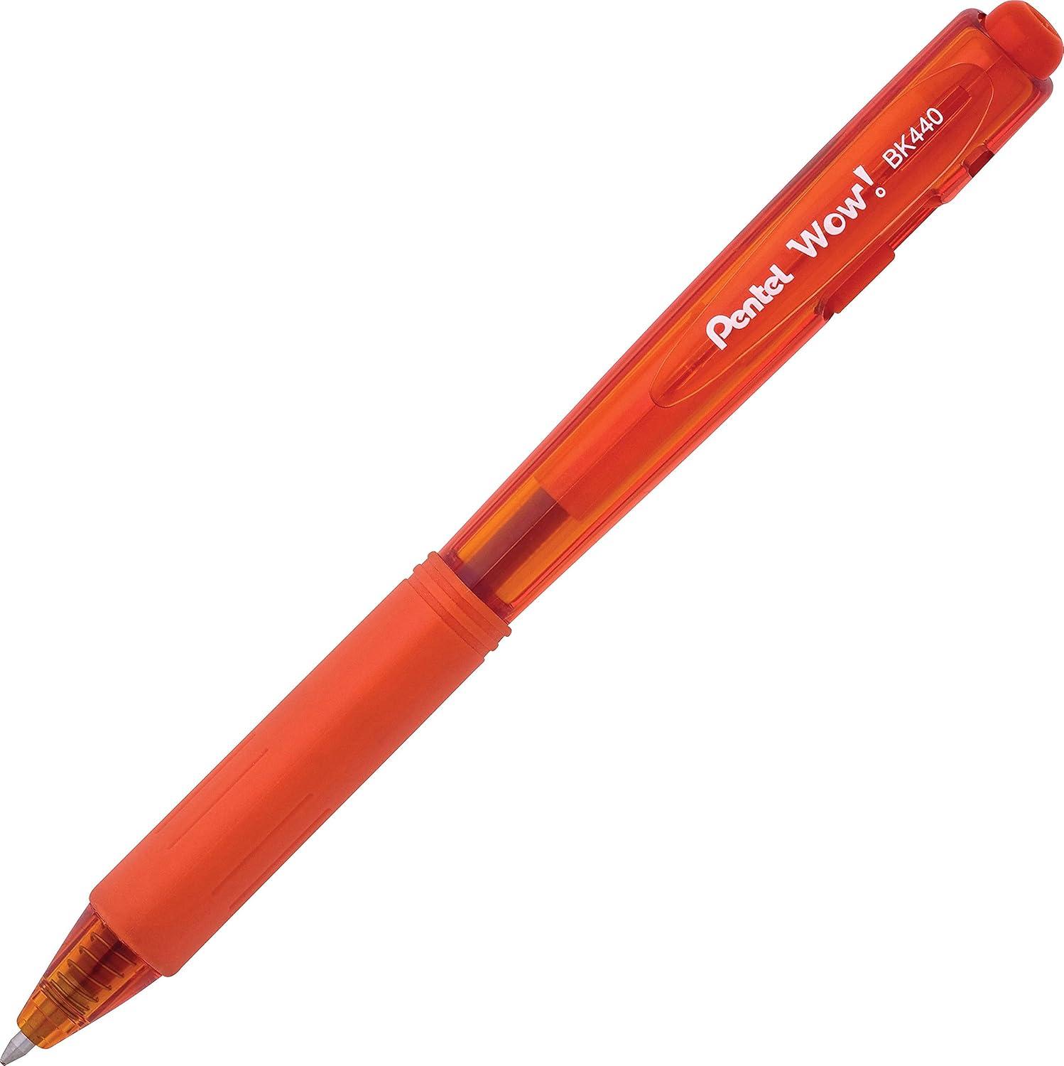 image:imagePentel Products  Pentel  WOW Ballpoint Retractable Pen Assorted Ink Medium 8 per Pack  Sold As 1 Pack  Triangular barrel  Latexfree comfort grip  Tip advances from back and retracts from side  Metal tip increases durability