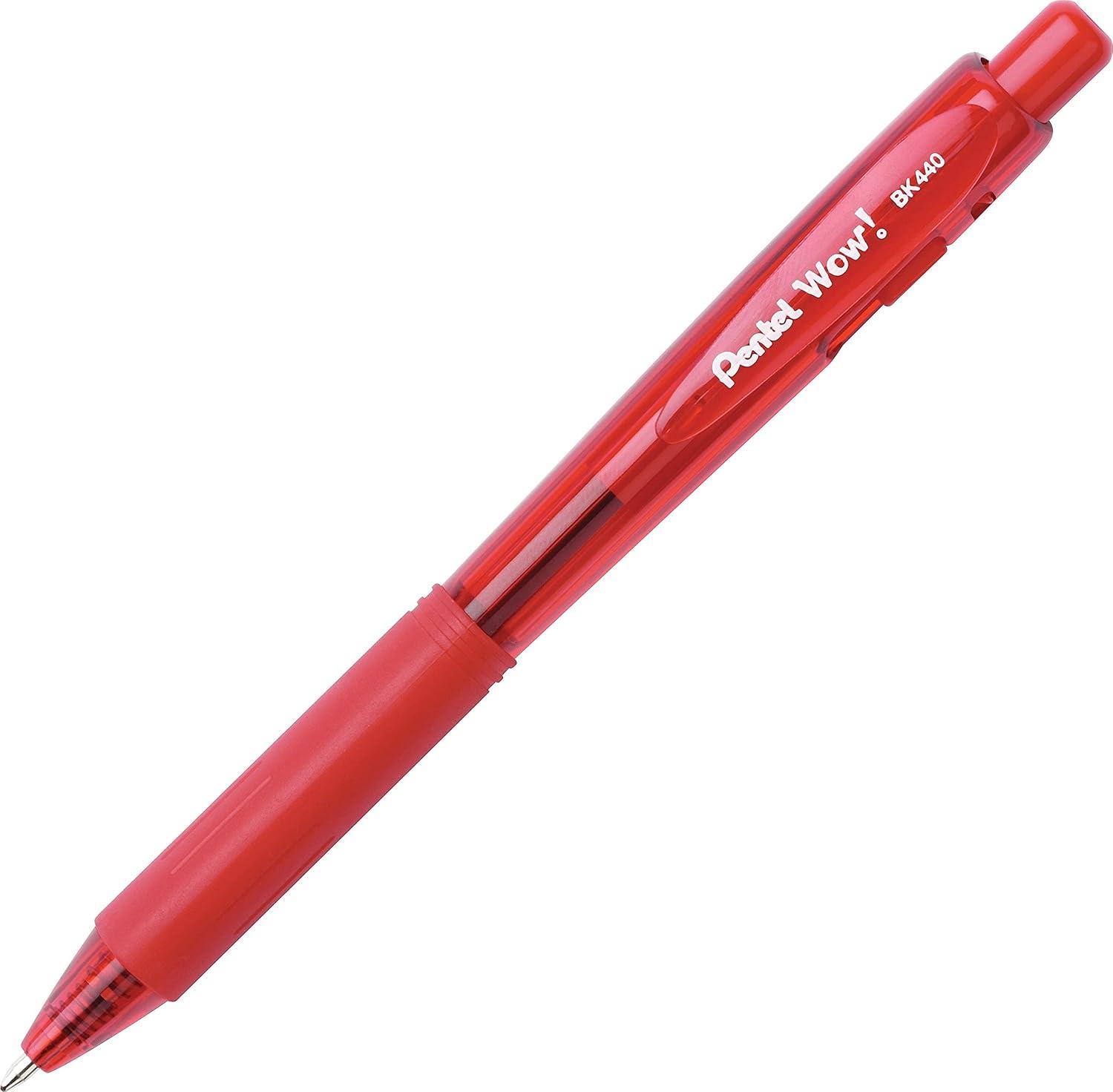 image:imagePentel Products  Pentel  WOW Ballpoint Retractable Pen Assorted Ink Medium 8 per Pack  Sold As 1 Pack  Triangular barrel  Latexfree comfort grip  Tip advances from back and retracts from side  Metal tip increases durability