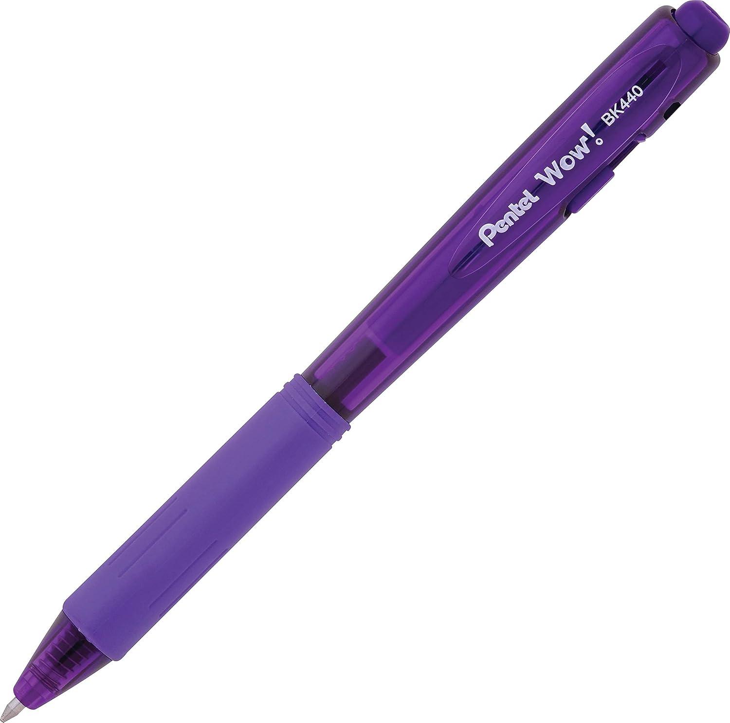 image:imagePentel Products  Pentel  WOW Ballpoint Retractable Pen Assorted Ink Medium 8 per Pack  Sold As 1 Pack  Triangular barrel  Latexfree comfort grip  Tip advances from back and retracts from side  Metal tip increases durability