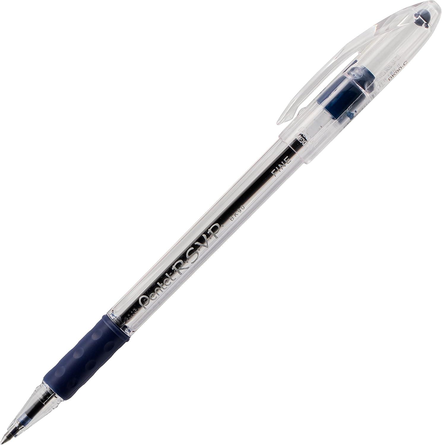 image:imagePentel RSVP Ballpoint Pen 07mm Fine Line Black Ink BK90BP3A Pack of 1 3 Count TotalAssorted