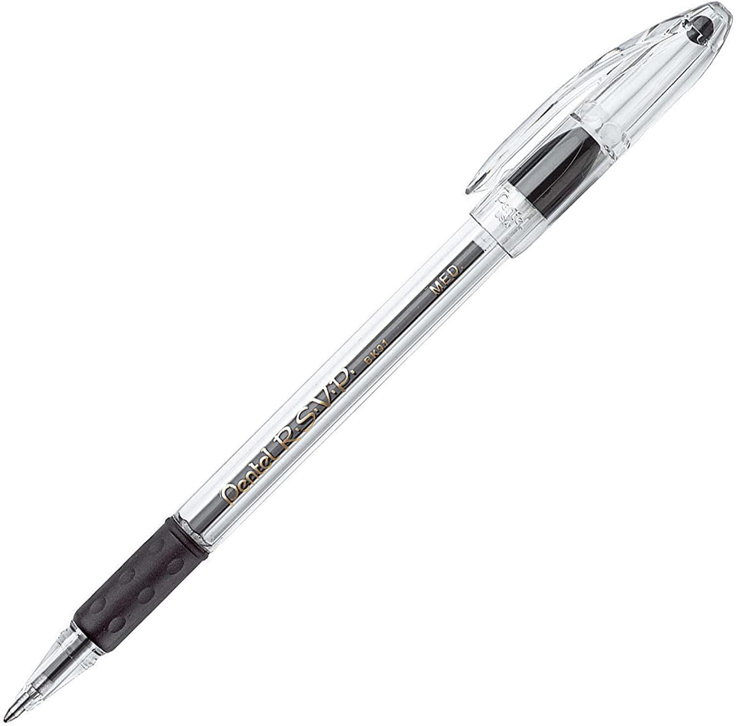 image:imagePentel RSVP Ballpoint Pen 10mm Medium Line Black Ink 12 Pack BK91PC12A12 Count Pack of 1