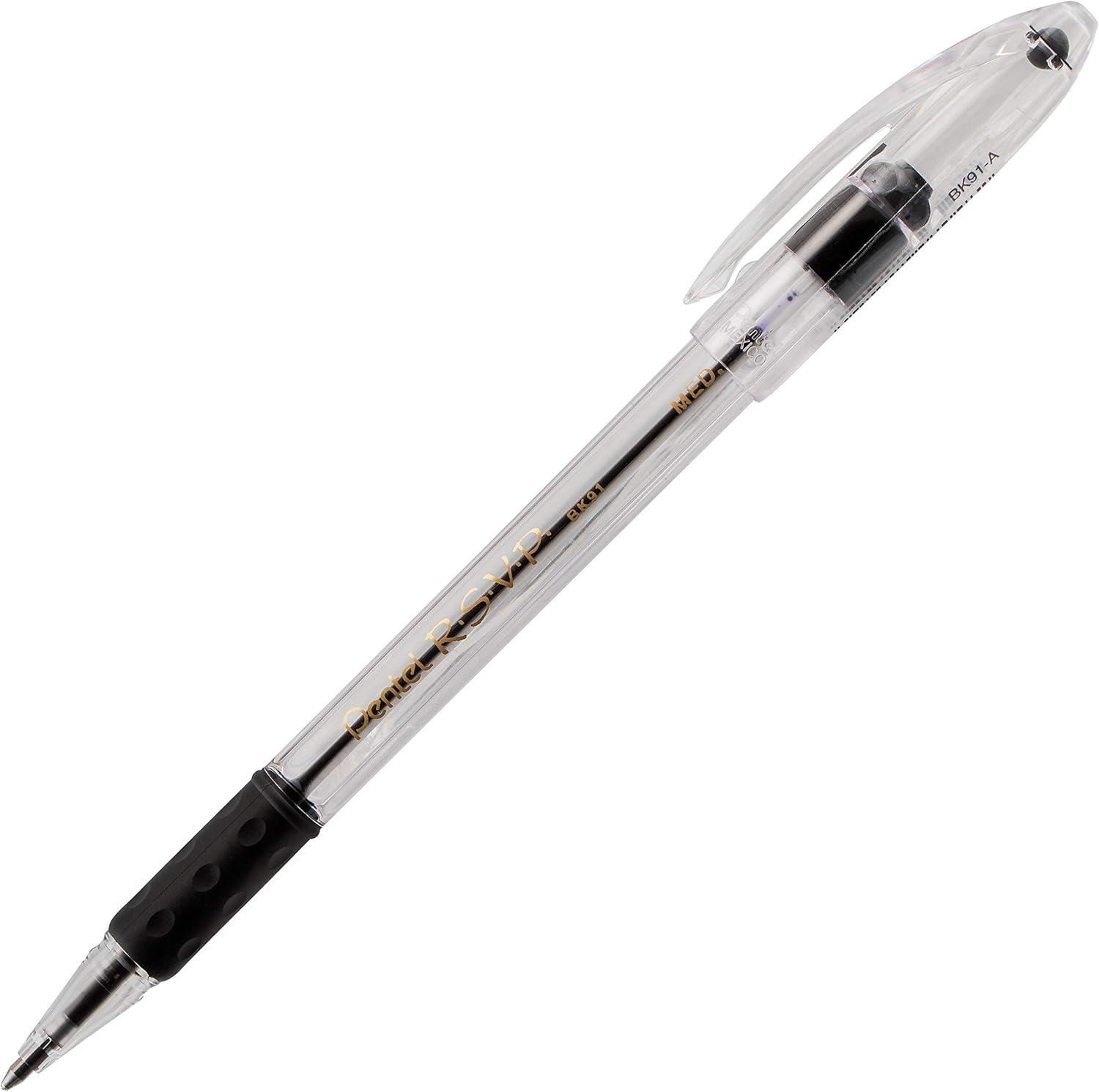 image:imagePentel RSVP Ballpoint Pen 10mm Medium Line Mixed Colors BK91PC12M Pack of 1 12 Count Total
