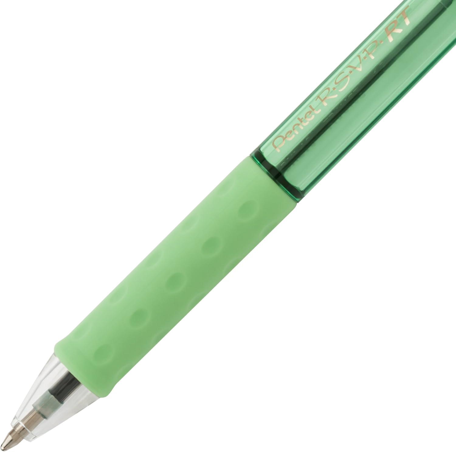 image:imagePentel RSVP RT Pastel Barrel Retractable Ballpoint Pen 10mm Med Assorted Ink 6Pk