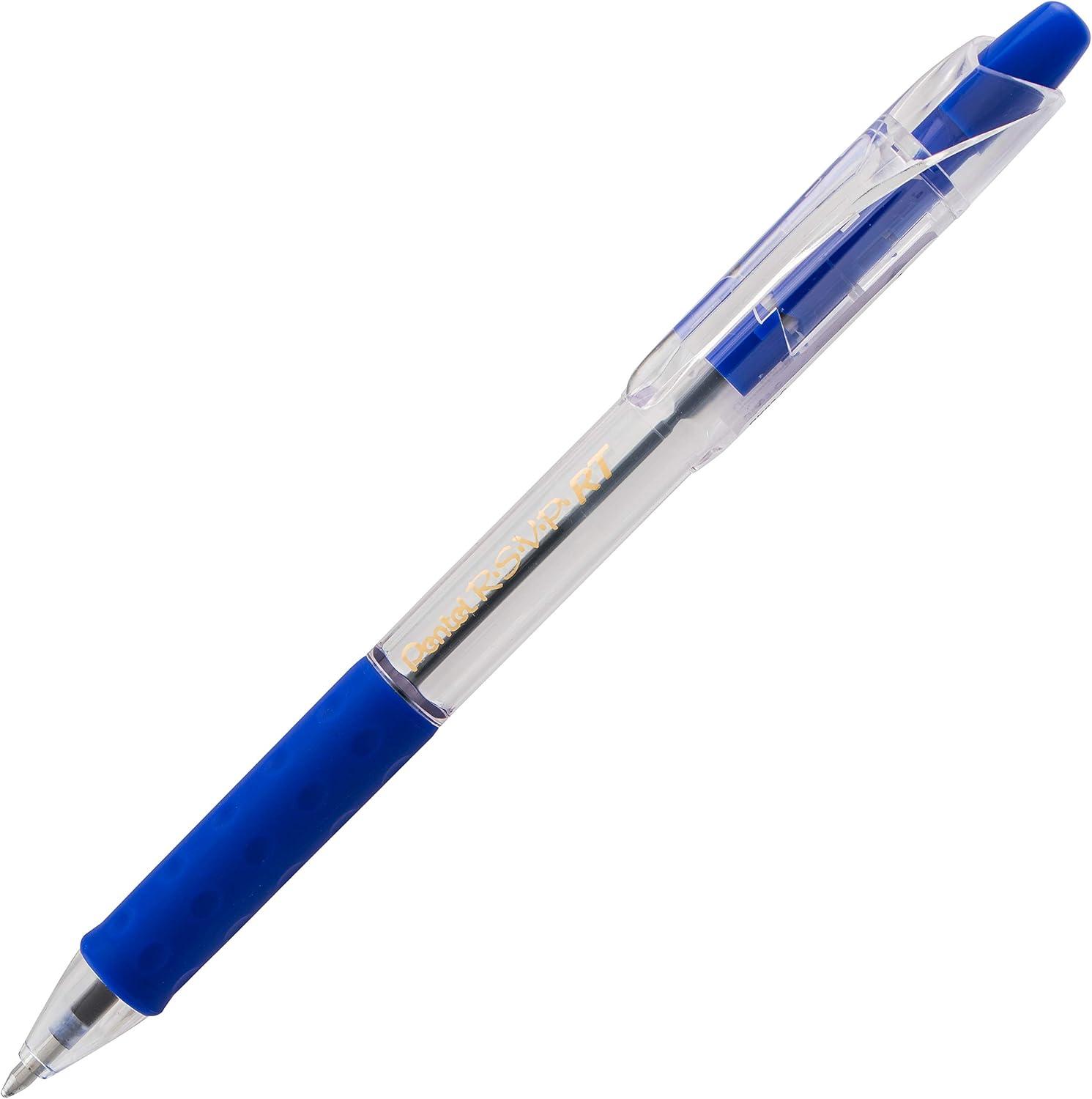 image:imagePentel RSVP RT Retractable Ballpoint Pen 10mm Medium Line Black Ink Pack of 2 BK93BP2ABlue Ink