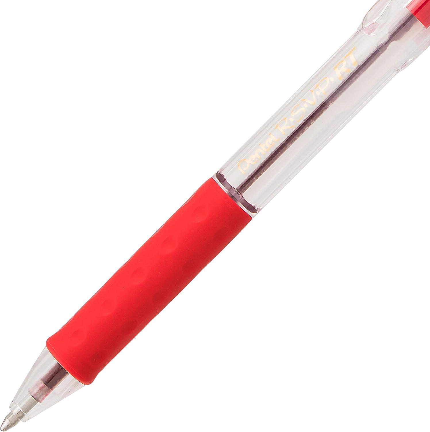 image:imagePentel RSVP RT Retractable Ballpoint Pen 10mm Medium Line Black Ink Pack of 2 BK93BP2ARed
