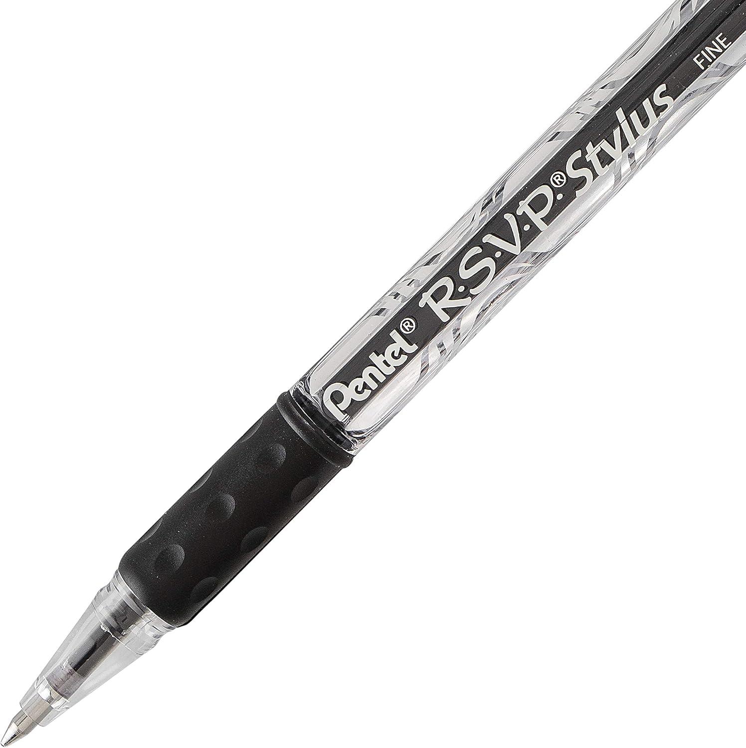 image:imagePentel RSVP STYLUS Ballpoint Pen Medium Line Black Ink Box of 12 BK91LAblack