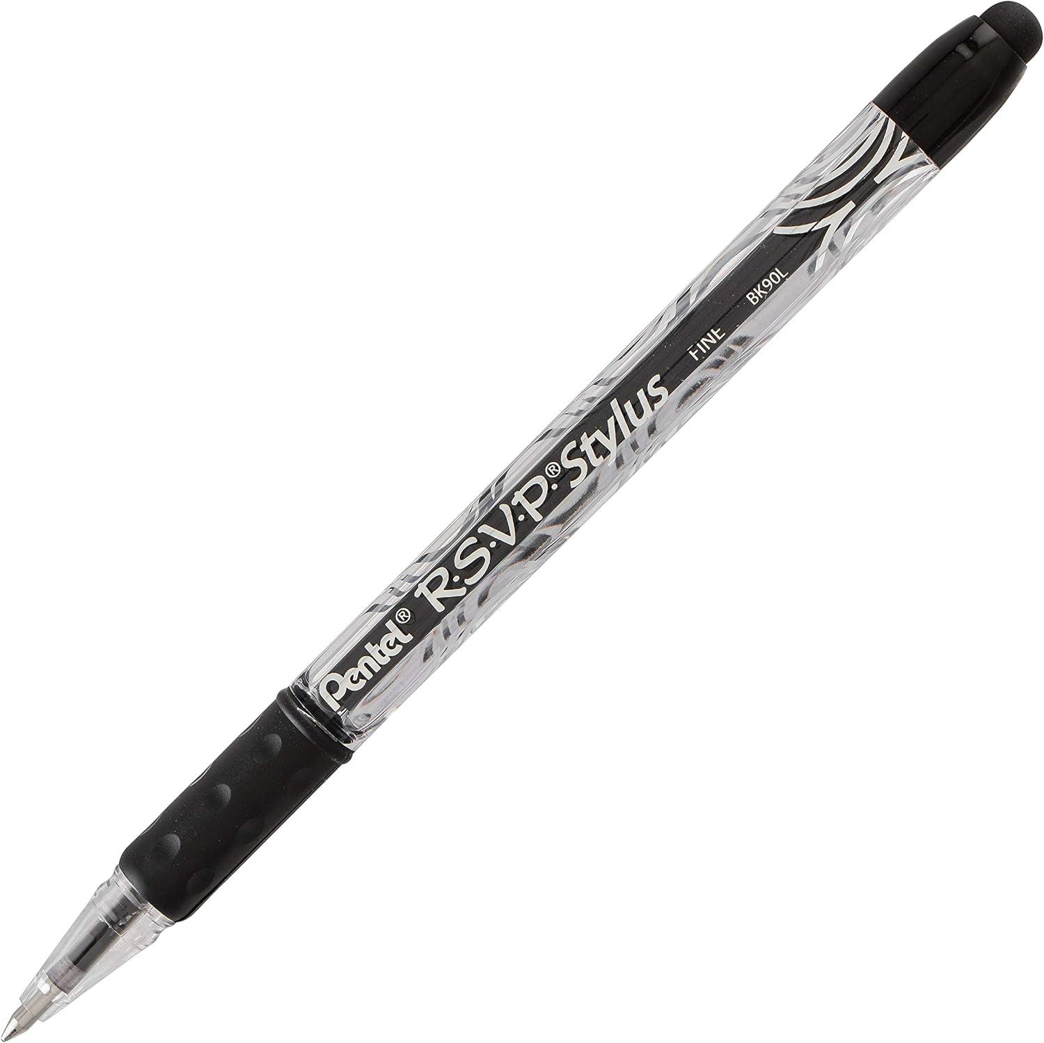 image:imagePentel RSVP STYLUS Ballpoint Pen Medium Line Black Ink Box of 12 BK91LAblack