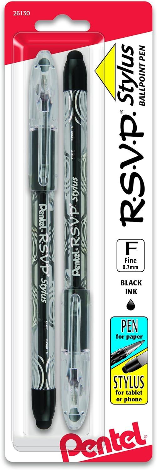 image:imagePentel RSVP STYLUS Ballpoint Pen Medium Line Black Ink Box of 12 BK91LAblack