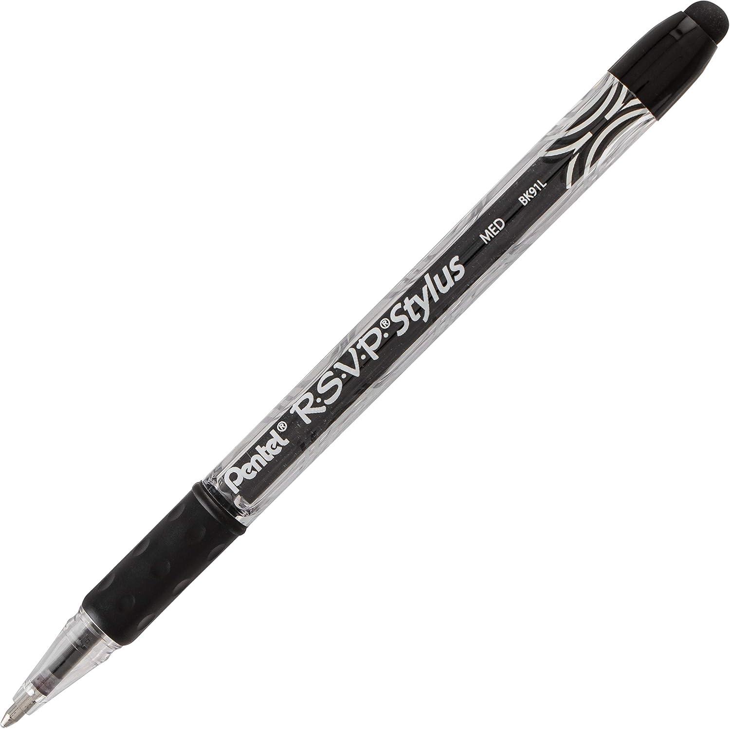 image:imagePentel RSVP STYLUS Ballpoint Pen Medium Line Black Ink Box of 12 BK91LAblack
