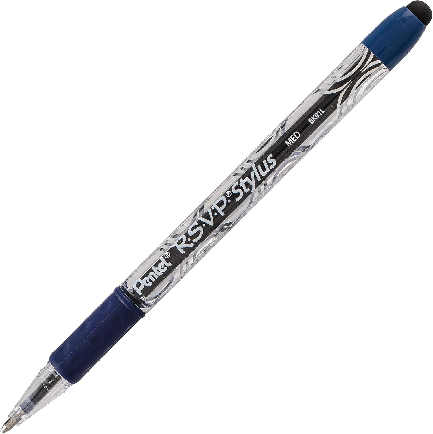 image:imagePentel RSVP STYLUS Ballpoint Pen Medium Line Black Ink Box of 12 BK91LAblue
