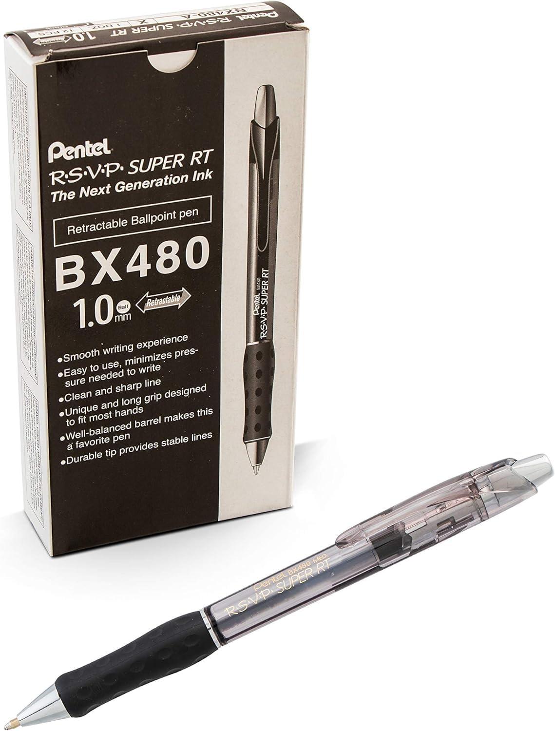 image:imagePentel RSVP Super RT Ballpoint Pen 07mm Fine Line Violet Ink BX477VBlack