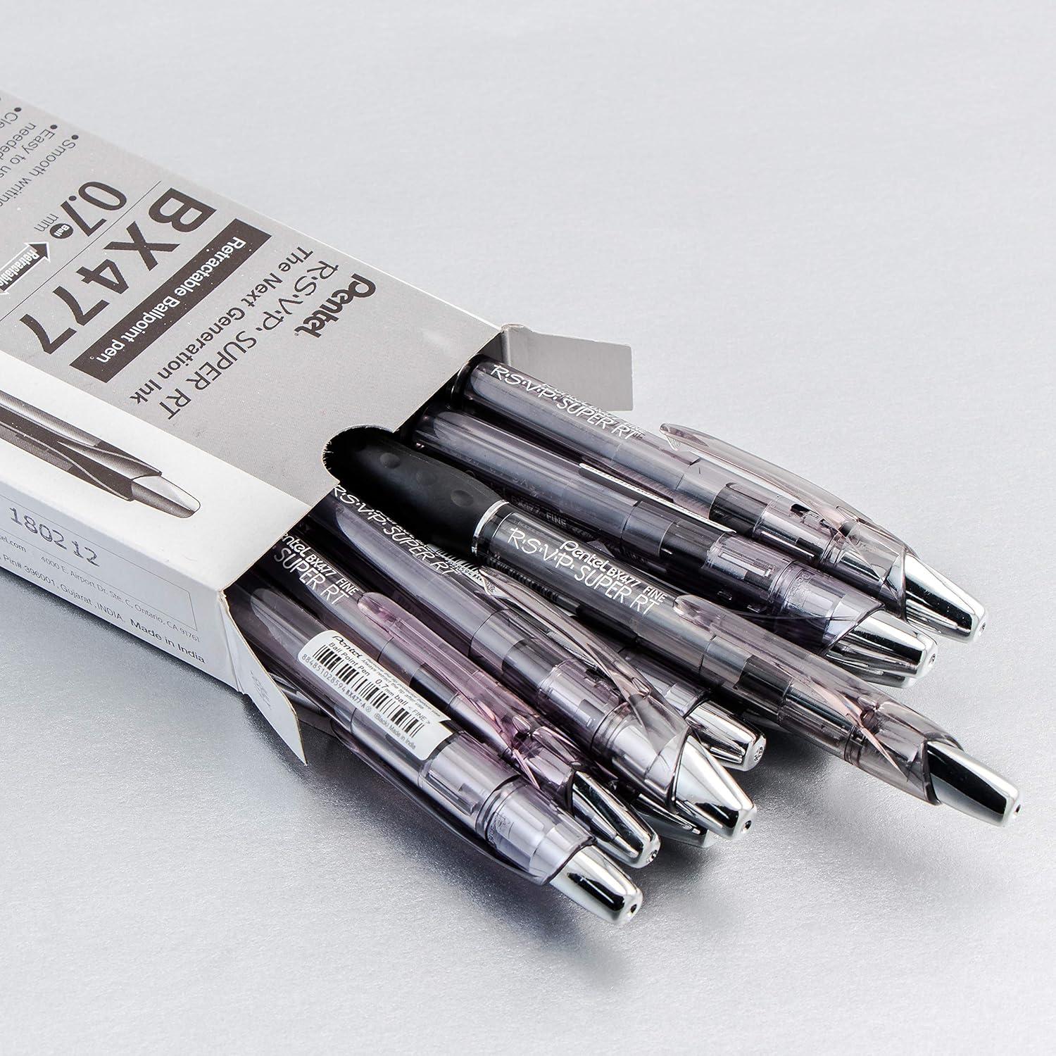 image:imagePentel RSVP Super RT Ballpoint Pen 07mm Fine Line Violet Ink BX477VBlack