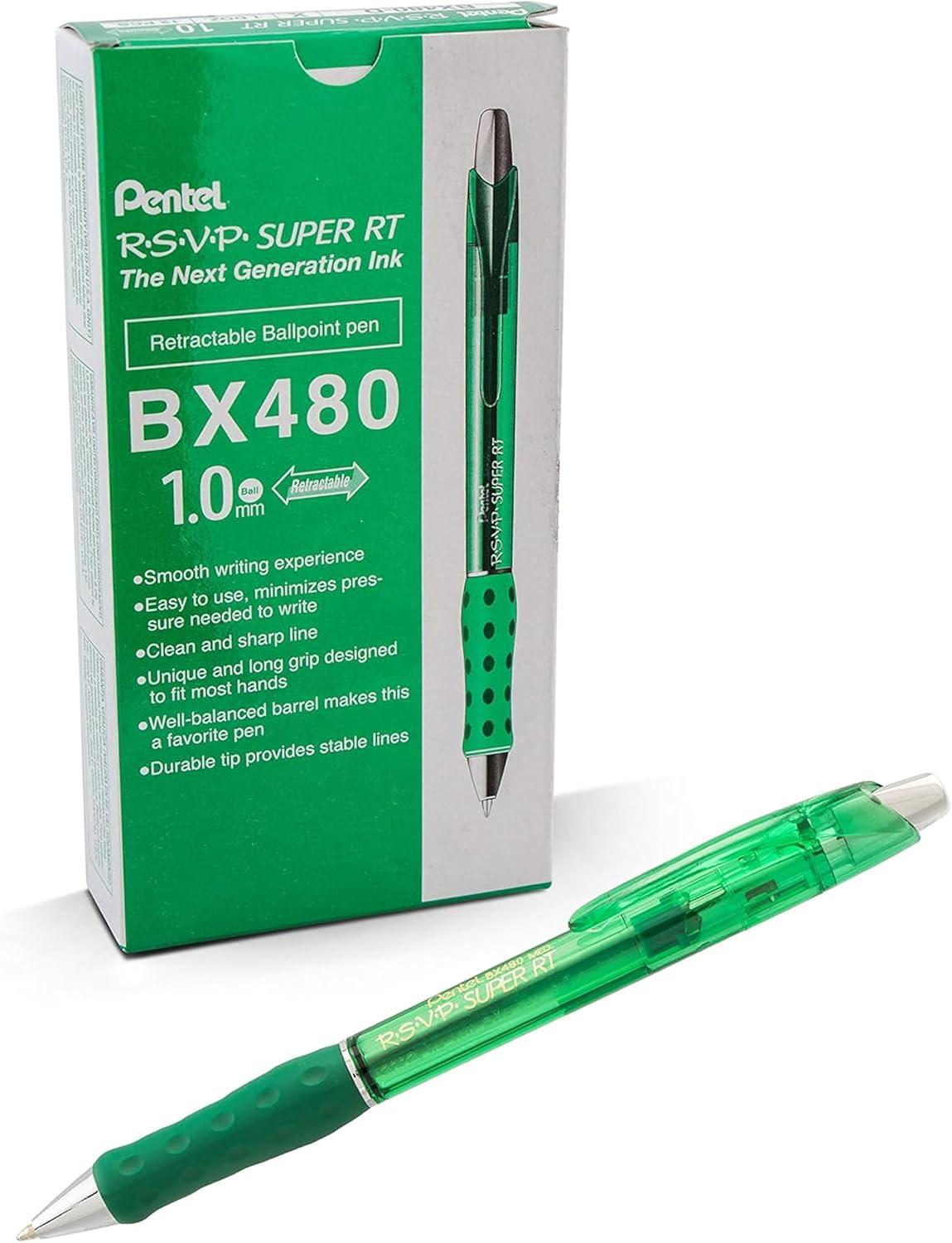 image:imagePentel RSVP Super RT Ballpoint Pen 07mm Fine Line Violet Ink BX477VGreen