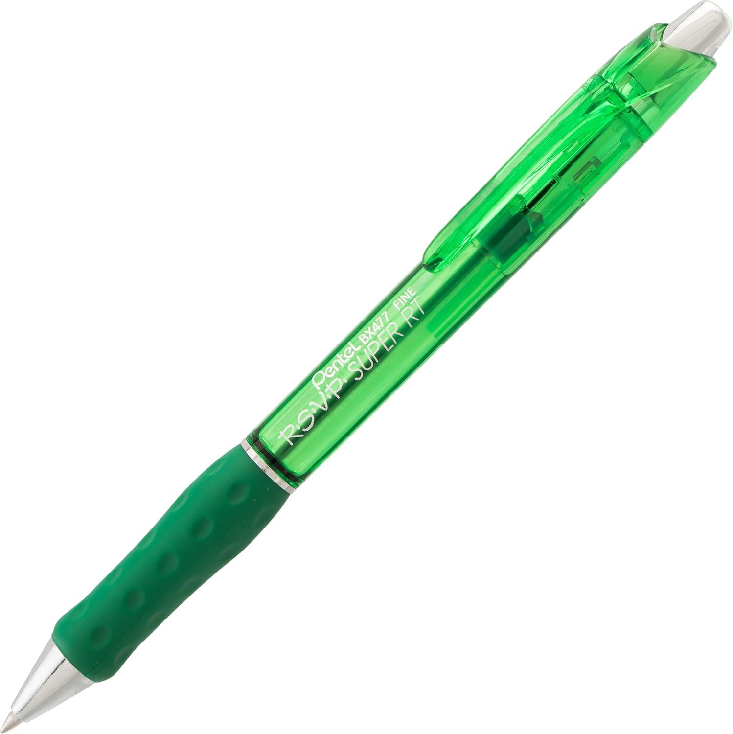 image:imagePentel RSVP Super RT Ballpoint Pen 07mm Fine Line Violet Ink BX477VGreen